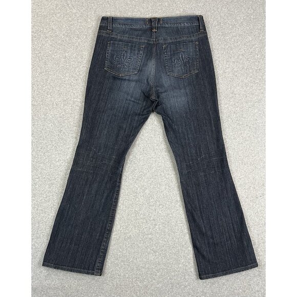 Kristian Alphonse Fleur de Lis Jeans Women’s 16 Bootcut Stretch Dark Wash Denim - Picture 2 of 16